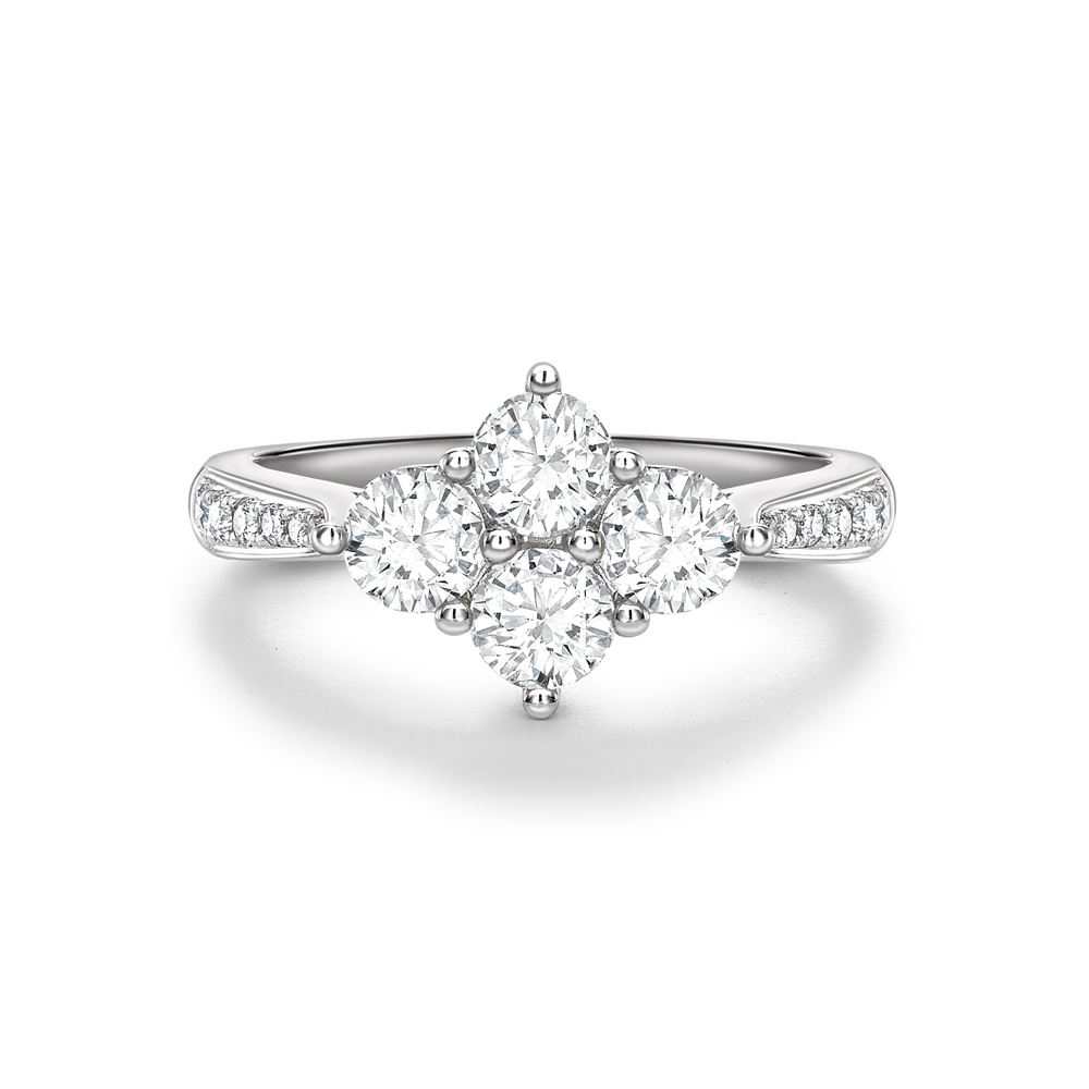 Brilliant cut diamond four stone dress ring in 18ct white gold, 25