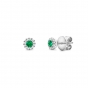 Emerald & diamond cluster stud earrings in 18ct white gold, 1199