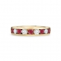 Ruby & diamond channel set half eternity ring in 18ct yellow gold, 1182