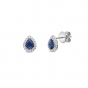 Pear sapphire & diamond cluster stud earrings in 18ct white gold, 2088