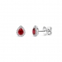 Pear ruby & diamond cluster stud earrings in 18ct white gold, 2162