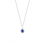 Sapphire & diamond oval cluster pendant in 18ct white gold, 2866