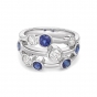 Sapphire & diamond three strand "bubble" ring in platinum, 3331