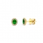 Emerald & diamond cluster stud earrings in 18ct yellow gold, 397