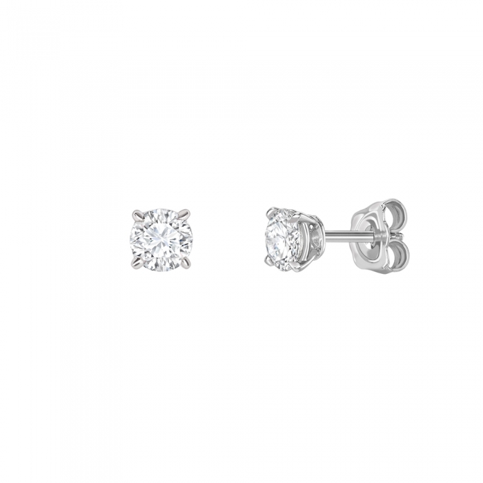 Brilliant cut diamond claw set stud earrings in 18ct white gold, 415