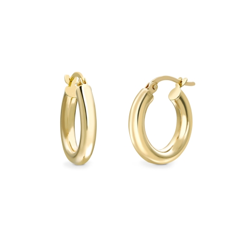 9ct yellow gold round profile chubby hoop earrings, 2144