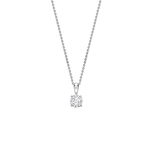 Brilliant cut diamond claw set solitaire pendant in 18ct white gold, 2228