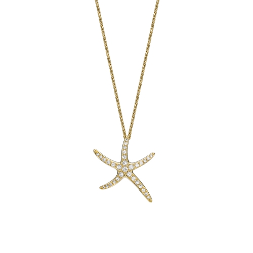 Diamond set large starfish pendant in 18ct yellow gold, 2419