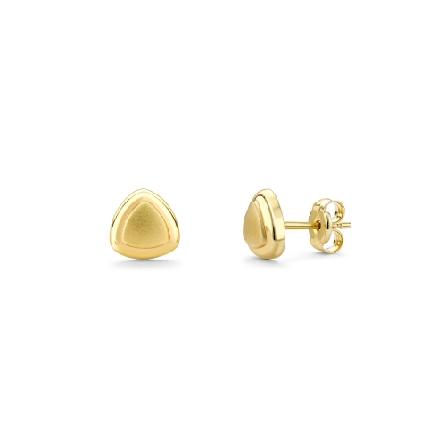 9ct yellow gold polished & satin triangular stud earrings, 2526
