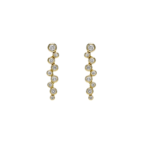 Brilliant cut diamond "bubble" drop earrings in 18ct yellow gold, 350