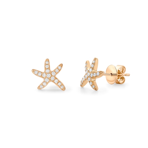 Diamond set mini starfish earrings in 18ct rose gold, 4028