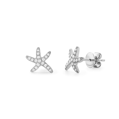 Diamond set mini starfish earrings in 18ct white gold, 4593