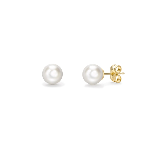 Freshwater cultured pearl stud earrings in 9ct yellow gold, 586