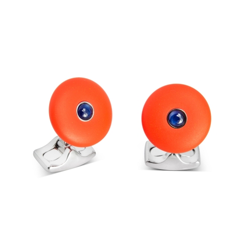 Deakin & Francis "The Brights" Orange Round Cufflinks with Sapphires, DF144,  [product_GENDER]