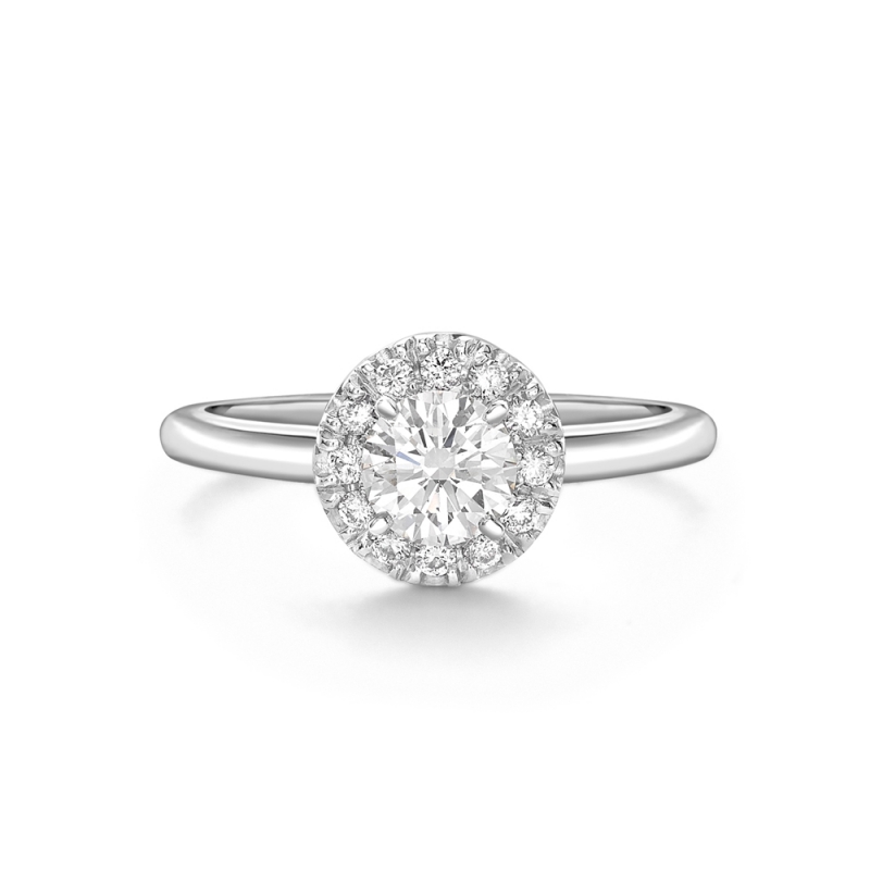 Brilliant cut diamond halo cluster ring in platinum, 1194