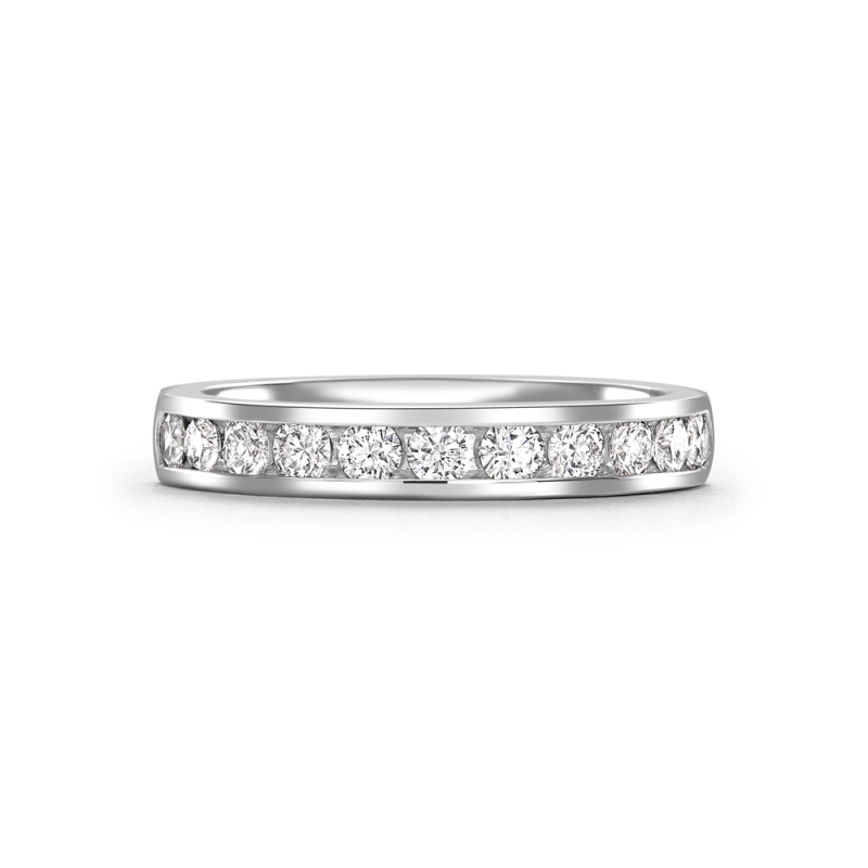 Brilliant cut diamond channel set half eternity ring in platinum, 151