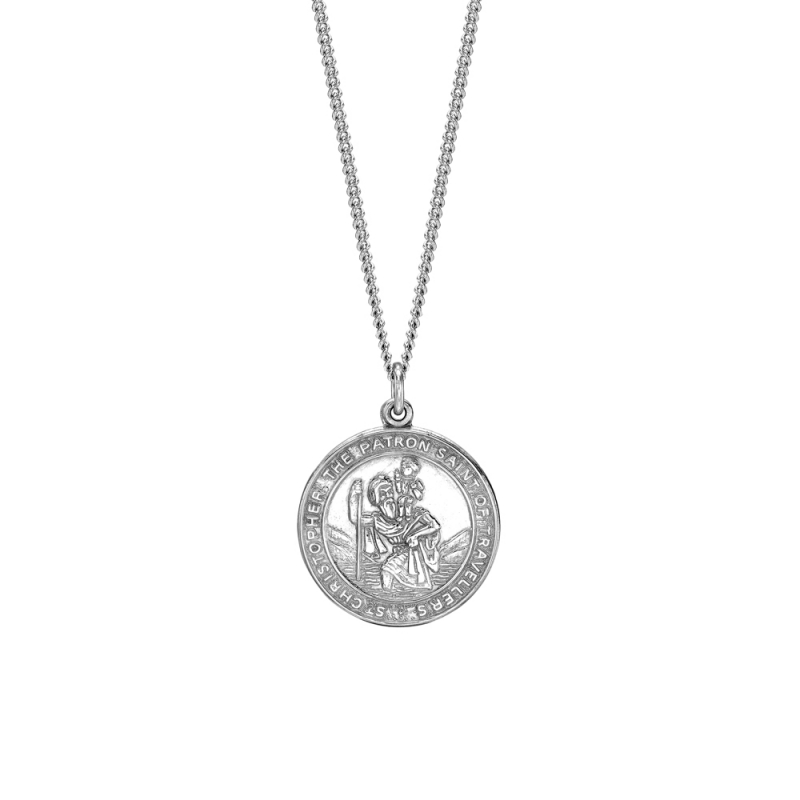 Sterling Silver large round St Christopher pendant, 1682