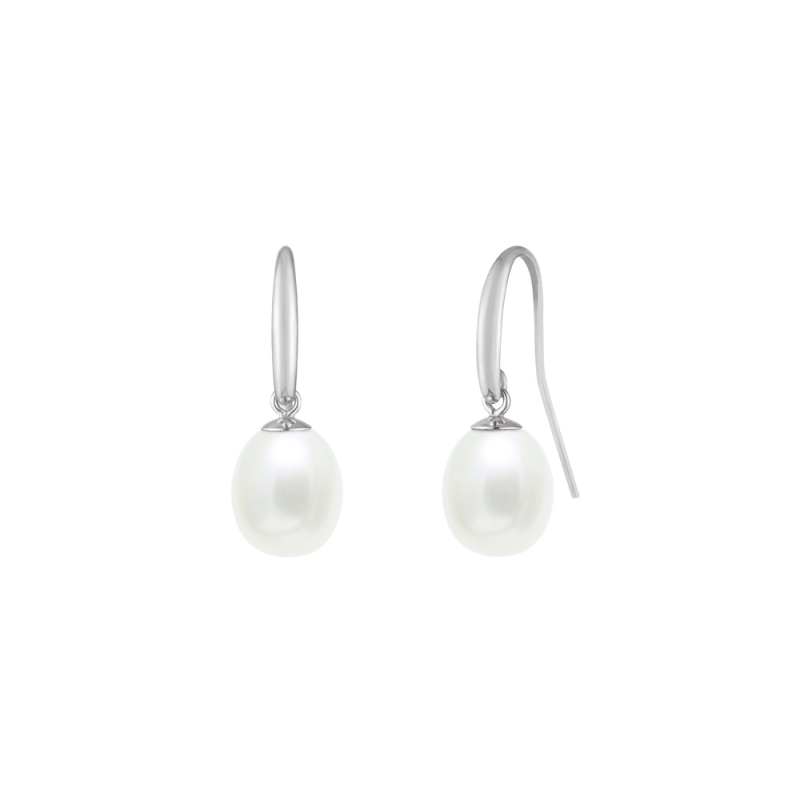 Freshwater cultured pearl drop earrings in 9ct white gold, 1739