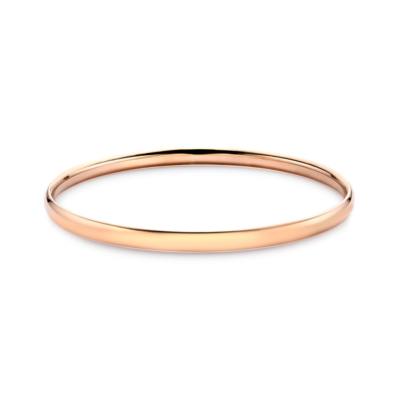 9ct rose gold solid round bangle, 2494