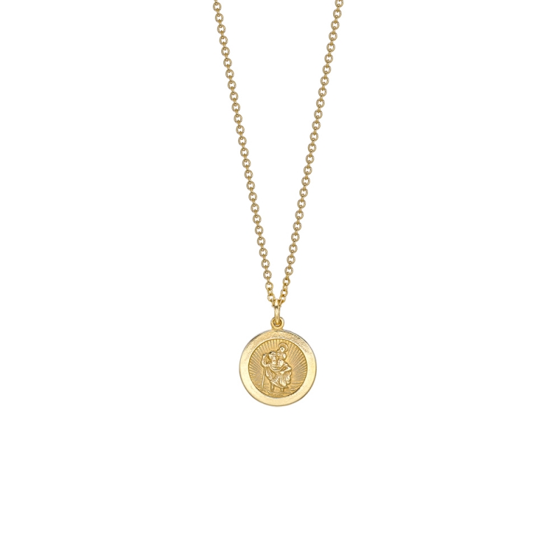 9ct yellow gold small round St Christopher pendant, 2406