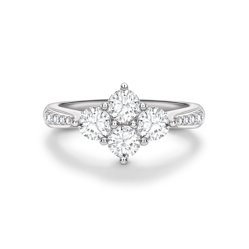 Brilliant cut diamond four stone dress ring in 18ct white gold, 25
