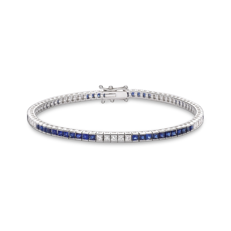 Sapphire & diamond bracelet in 18ct white gold, 2555
