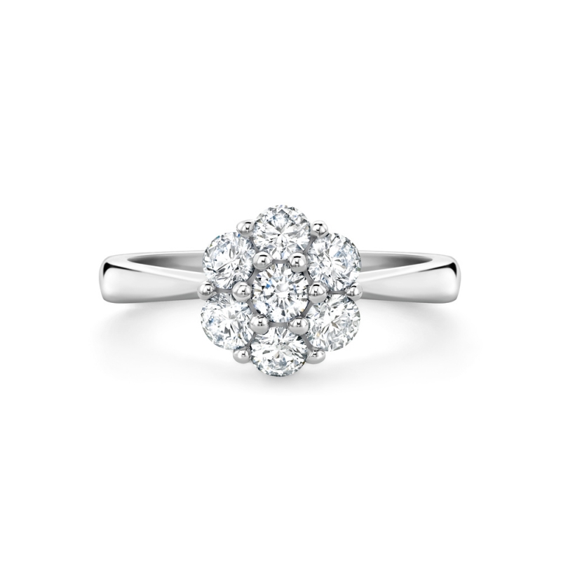Brilliant cut diamond claw set cluster ring in 18ct white gold, 265