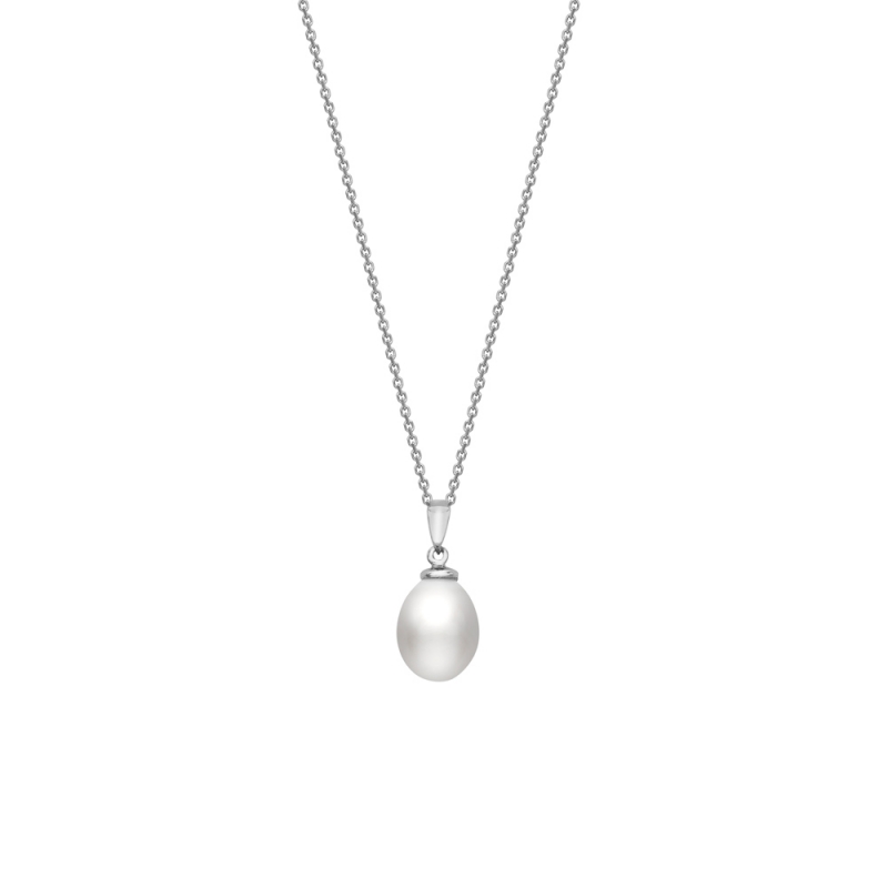 Freshwater cultured pearl pendant in 9ct white gold, 2635