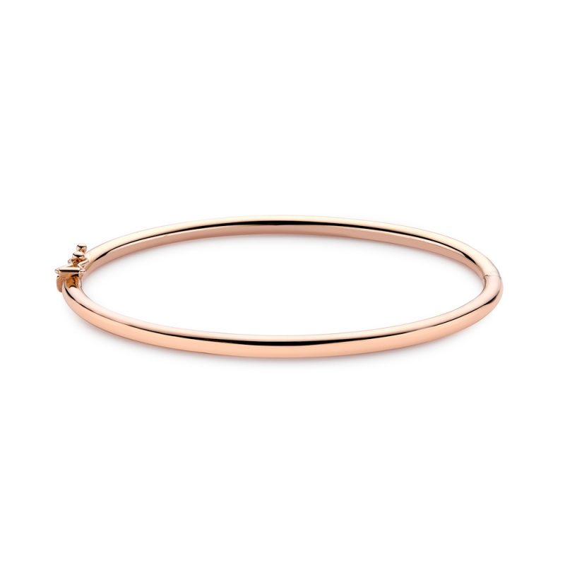 9ct rose gold rounded profile solid bangle, 2839