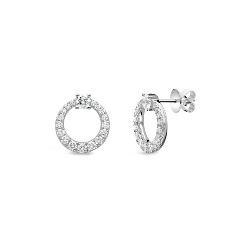 Brilliant cut diamond set circle earrings in 18ct white gold, 3022