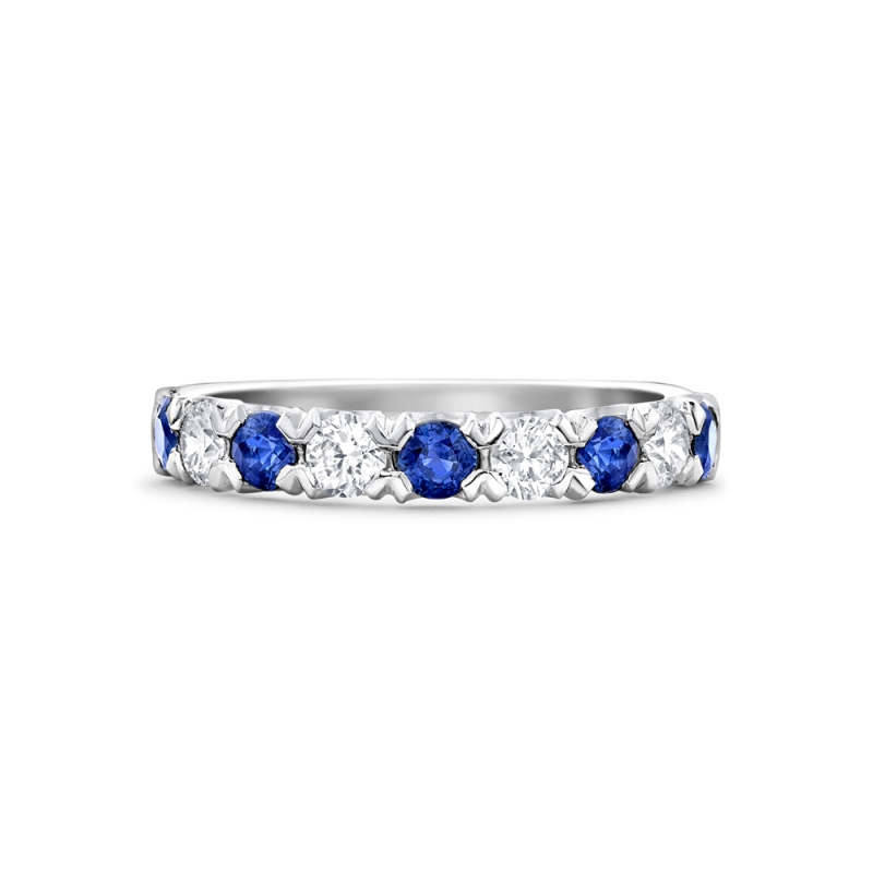Sapphire & diamond wing claw set eternity ring in platinum, 3048