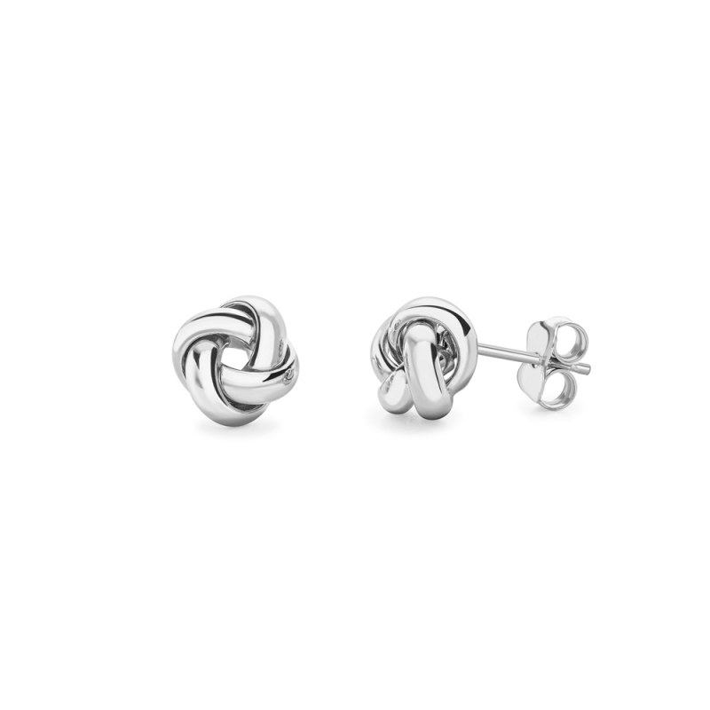 9ct white gold four strand open knot stud earrings, 3153