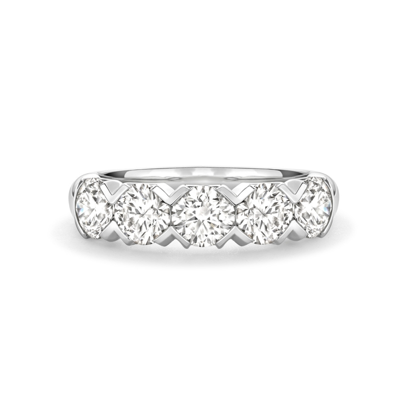 Brilliant cut diamond wing claw set five stone eternity ring in platinum , 3269