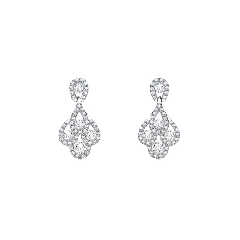 Brilliant cut diamond "peacock feather" earrings in 18ct white gold, 346