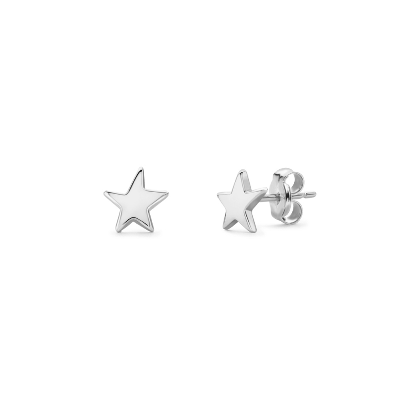 9ct white gold polished star stud earrings, 3543