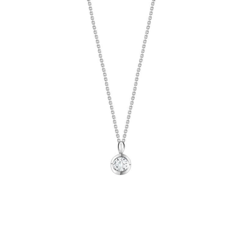 Brilliant cut diamond tension set pendant in 18ct white gold, 355