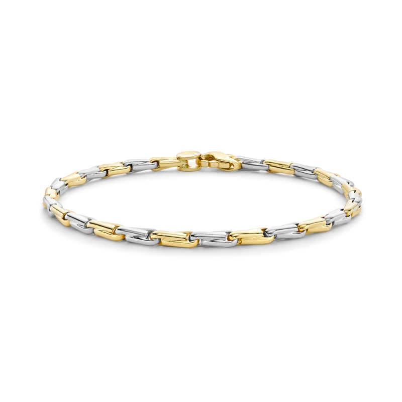 18ct white & yellow gold hayseed link bracelet, 3833
