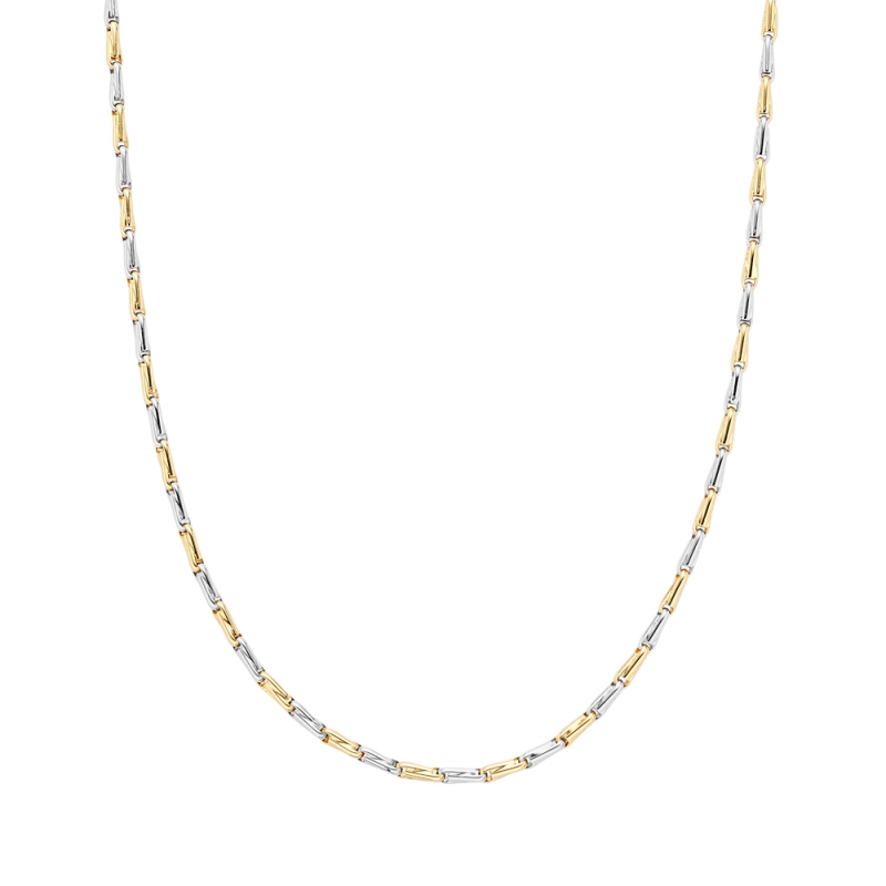 18ct white & yellow gold hayseed link necklace, 3836