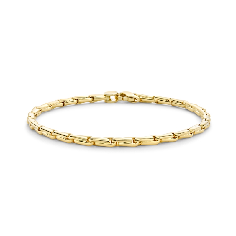 18ct yellow gold hayseed link bracelet, 3834