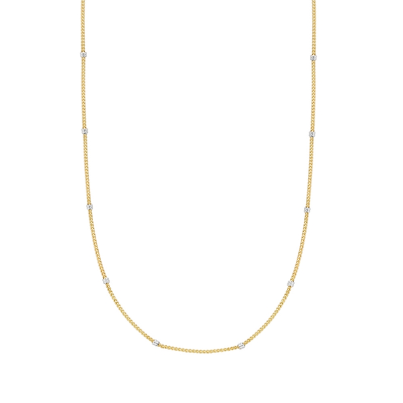 18ct yellow gold necklace with 18ct white gold rondels, 3838