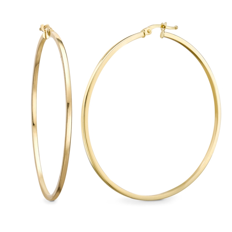 9ct yellow gold slim profile large hoop earrings, 3966