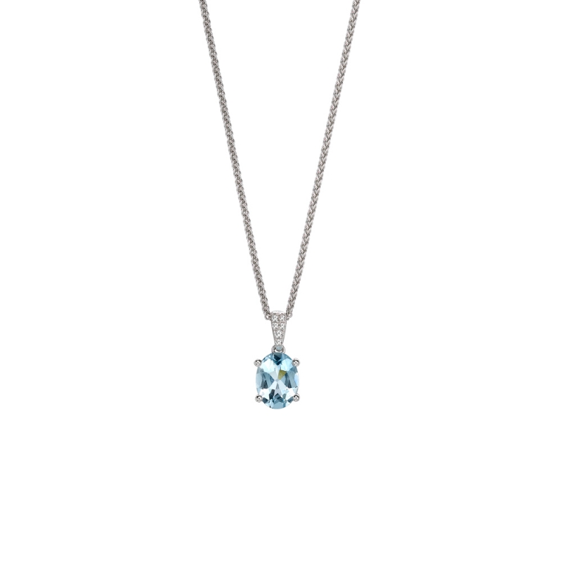Aquamarine & diamond oval shaped pendant in 18ct white gold, 403,  [product_GENDER]