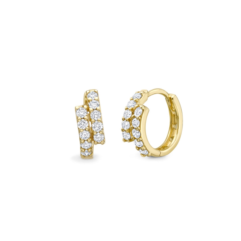Diamond set staggered hoop earrings in 18ct yellow gold, 4103