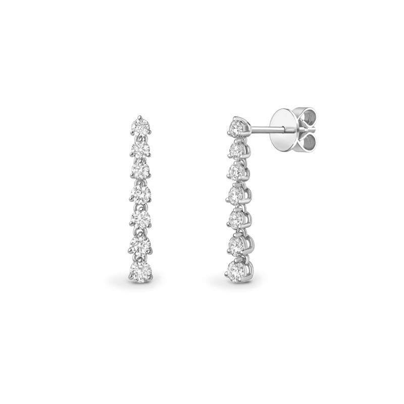 Brilliant cut diamond articulated drop earrings in 18ct white gold, 466