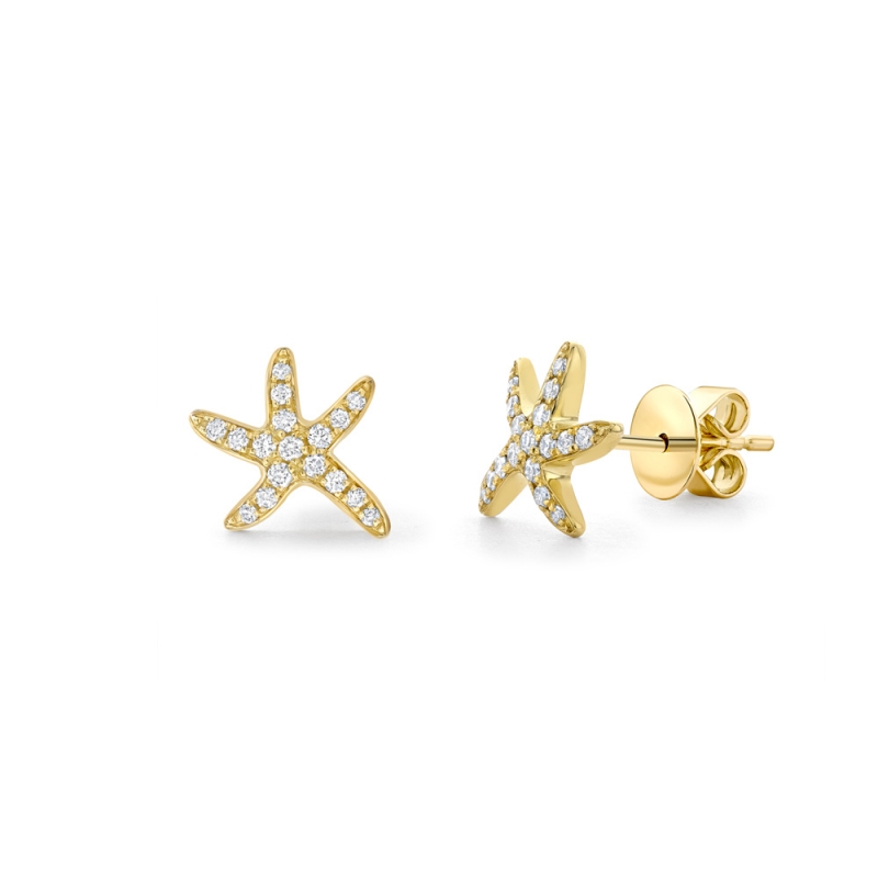 Diamond set mini starfish earrings in 18ct yellow gold, 4721