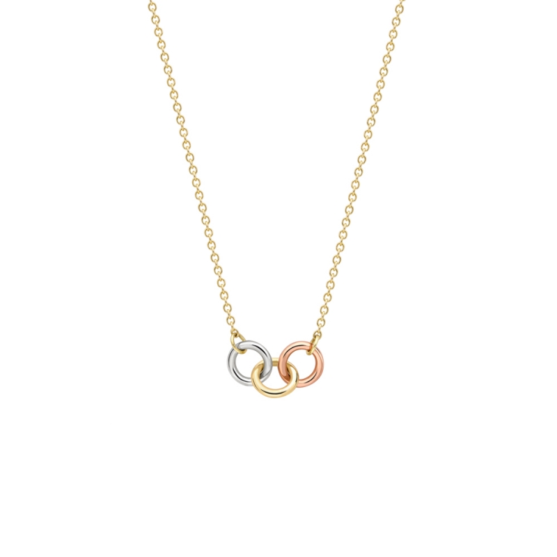 9ct yellow, white & rose gold linked circles pendant, 5462