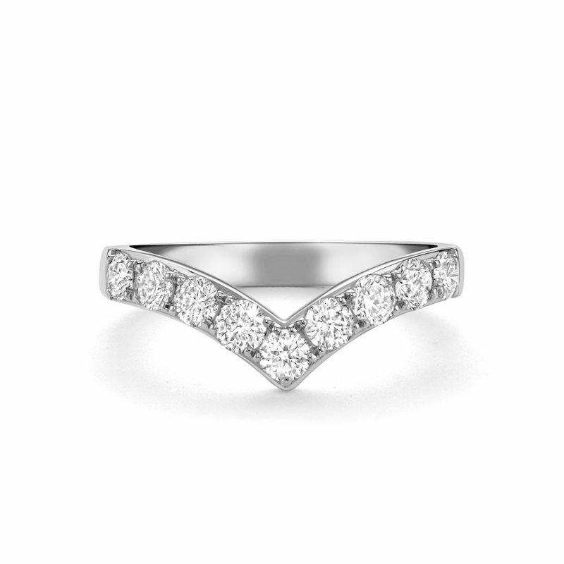 Brilliant cut diamond claw set wishbone eternity ring in platinum, 5510