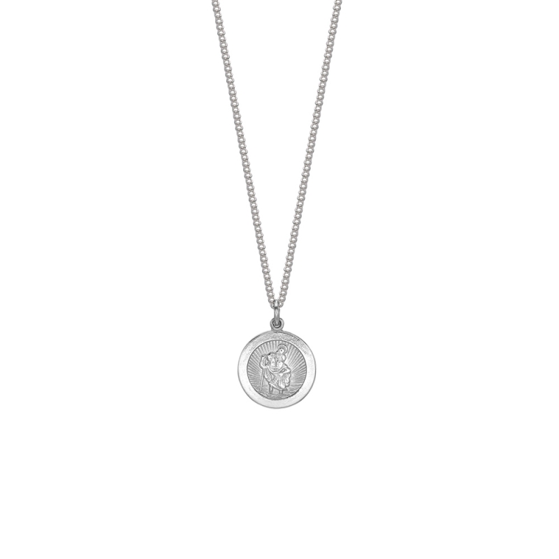 Sterling Silver small round St Christopher pendant, 876