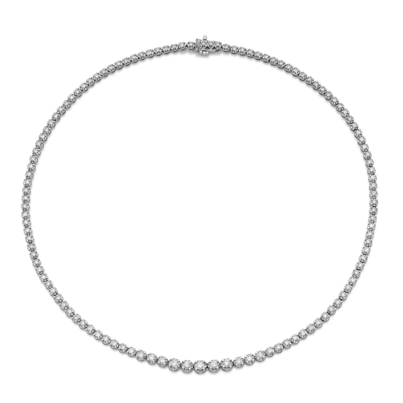 Brilliant cut diamond riviere necklace in 18ct white gold, 944