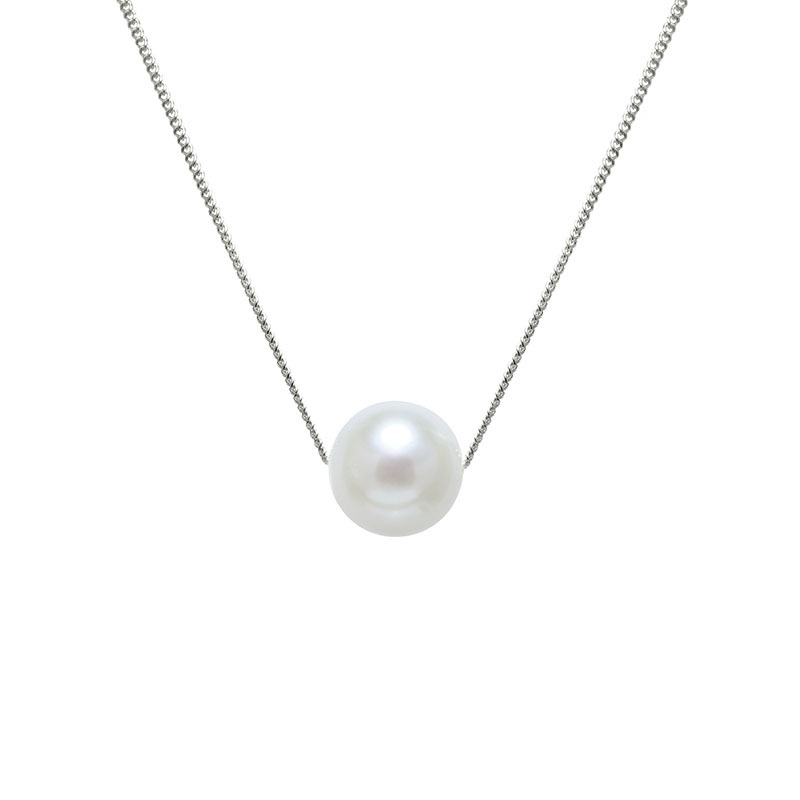 Freshwater cultured pearl slider pendant in 9ct white gold, 1262,  [product_GENDER]